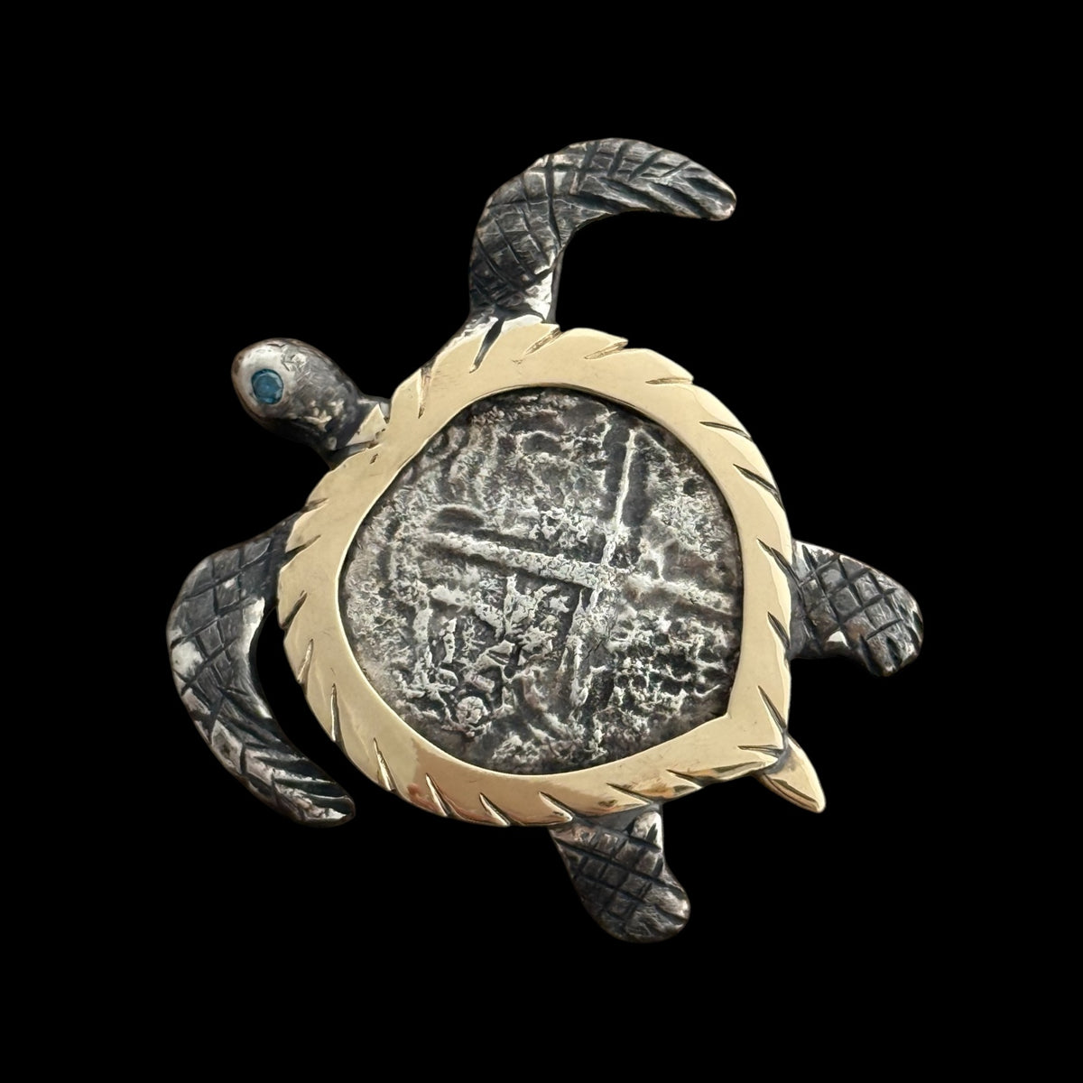 ATOCHA 14k Gold & Silver Freeform Coin Pendant – Authentic Shipwreck Treasure Jewelry