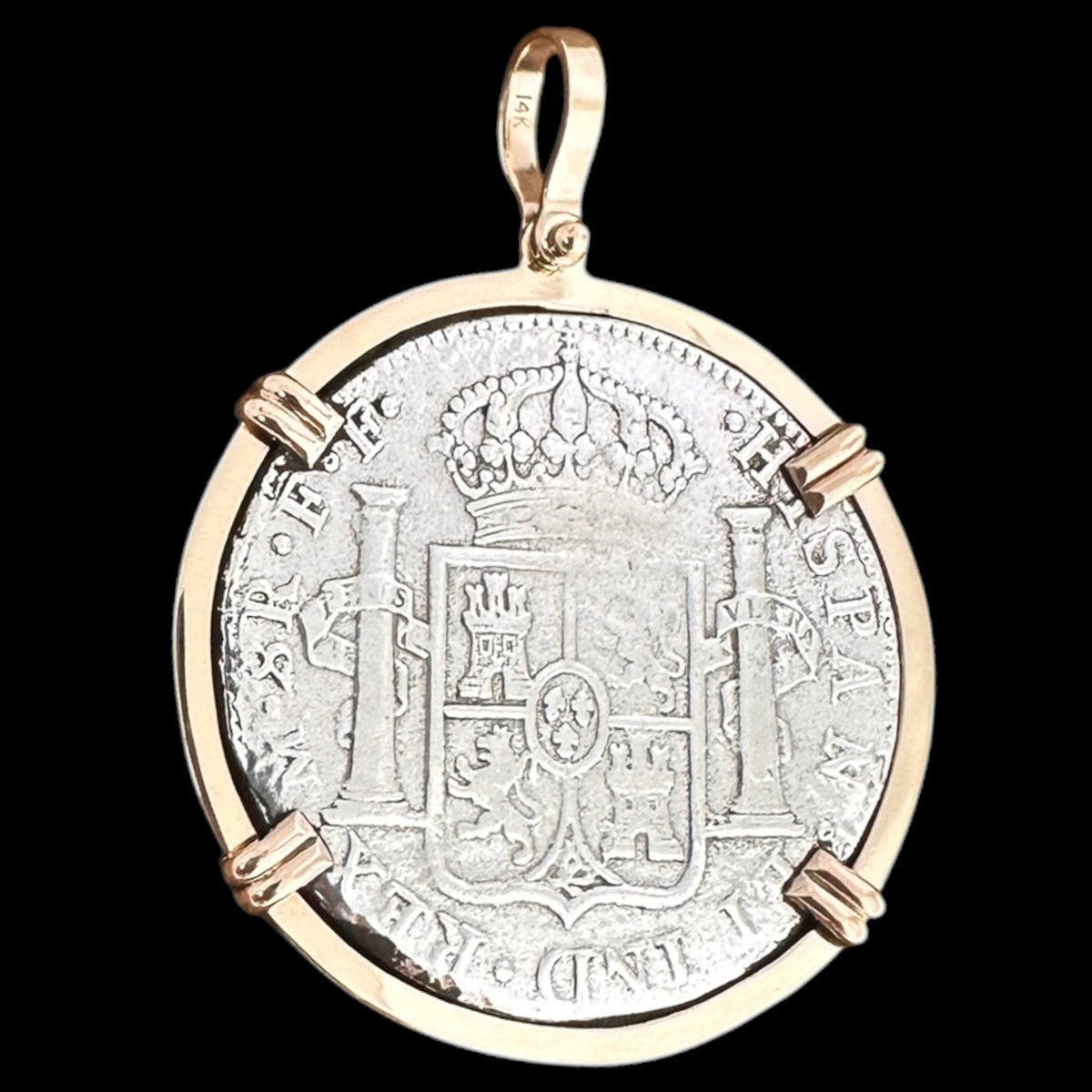 El Cazador Shipwreck Coin Pendant in 14K Gold, 8 Reales #EC-34290