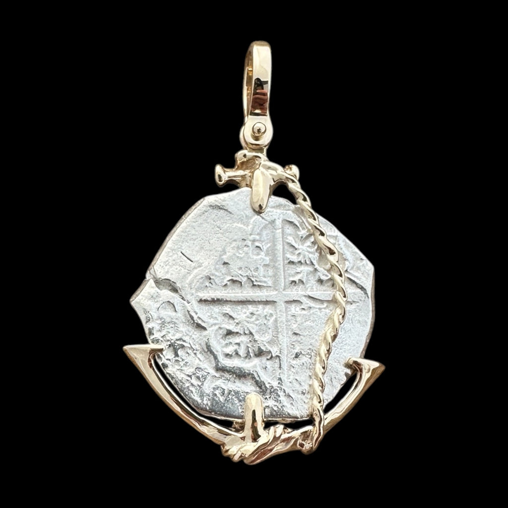 Sao Jose Shipwreck Coin Pendant Set in 14k Anchor #05SJ-000038