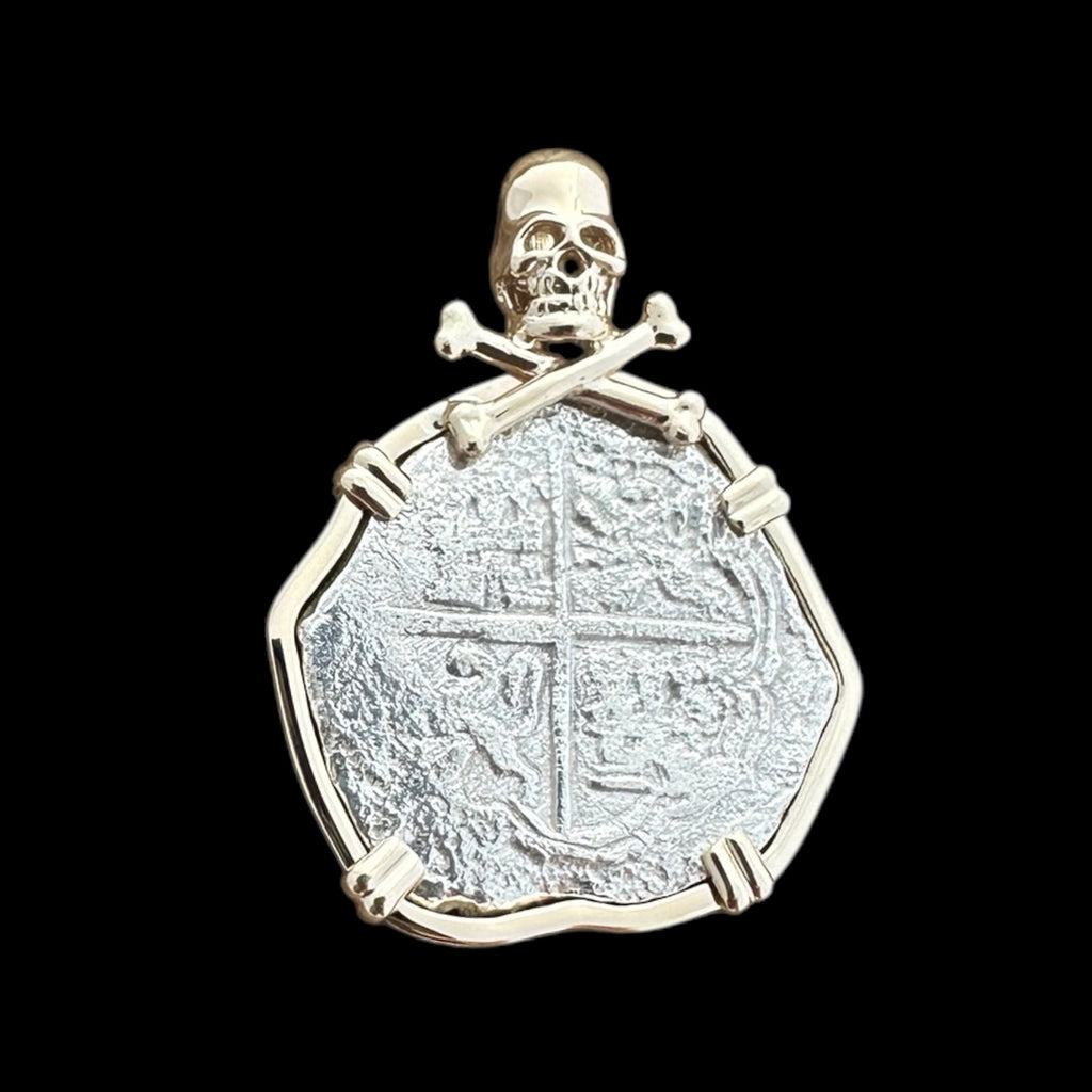 Sao Jose Shipwreck Coin Pendant in 14k Skull and Crossbones Setting #05SJ-000051