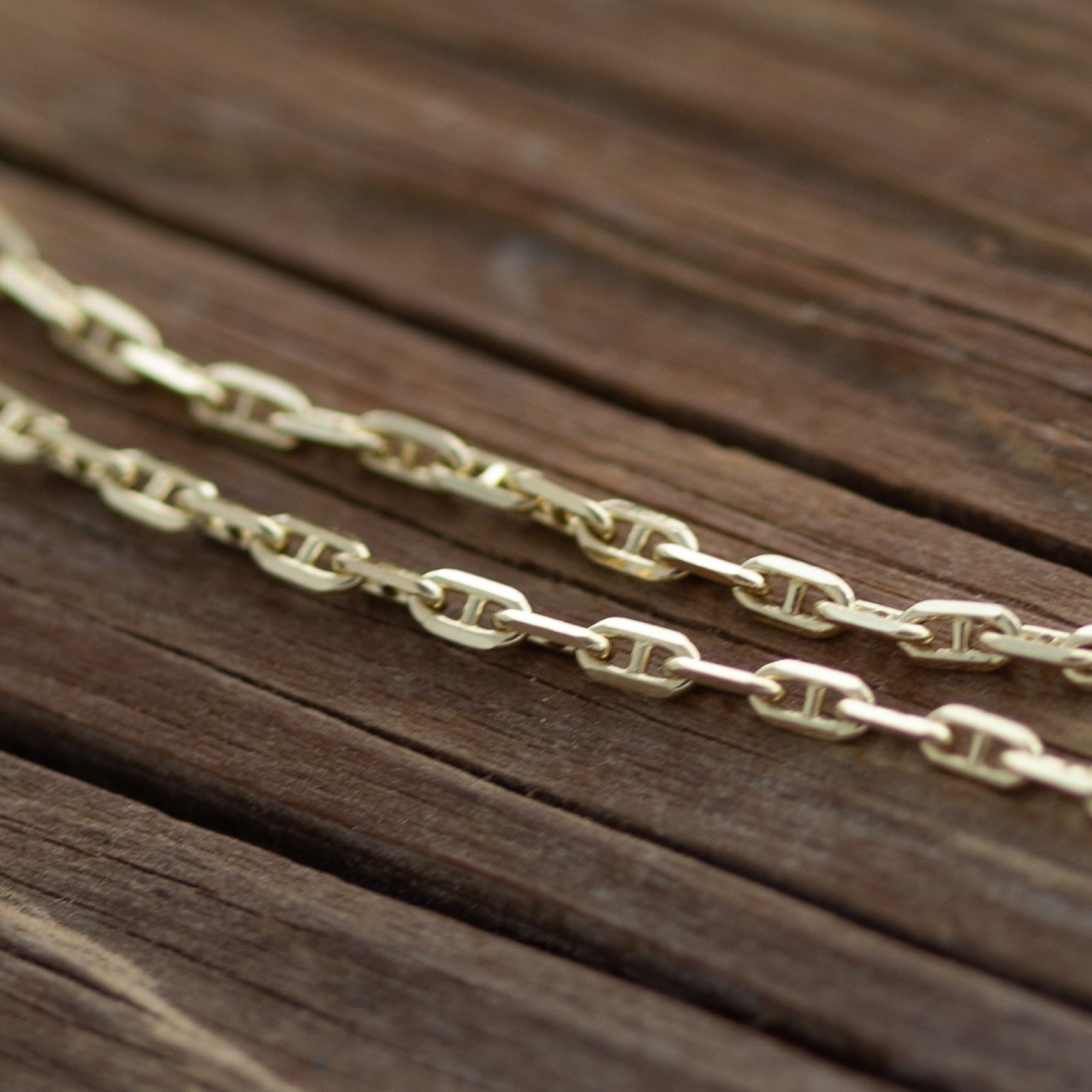 14K Solid Gold Anchor Chain 060 1.5MM - Delicate Gold Chain | MFST