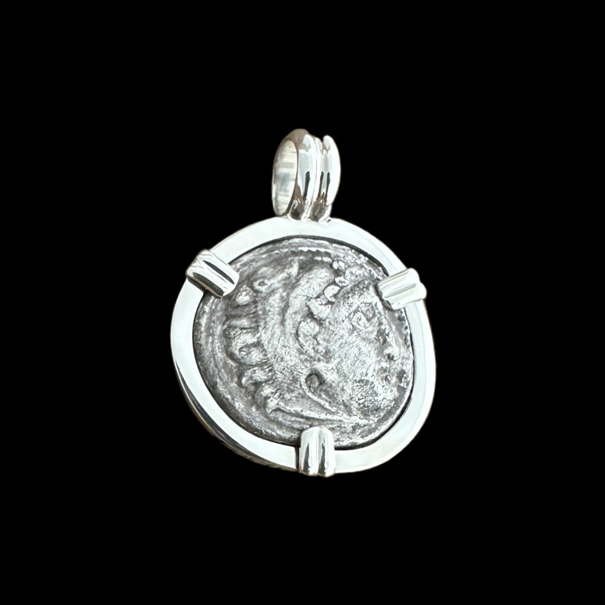 Alexander III Drachm set in Sterling Silver Pendant – MFST