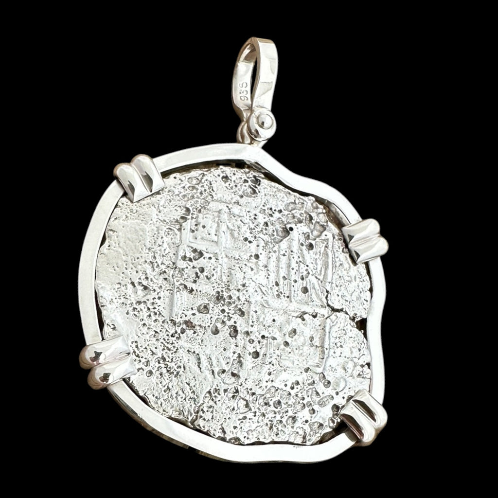 Atocha Shipwreck Coin Pendant in Silver Setting, Grade 3, 8 Reales  #85A-140494