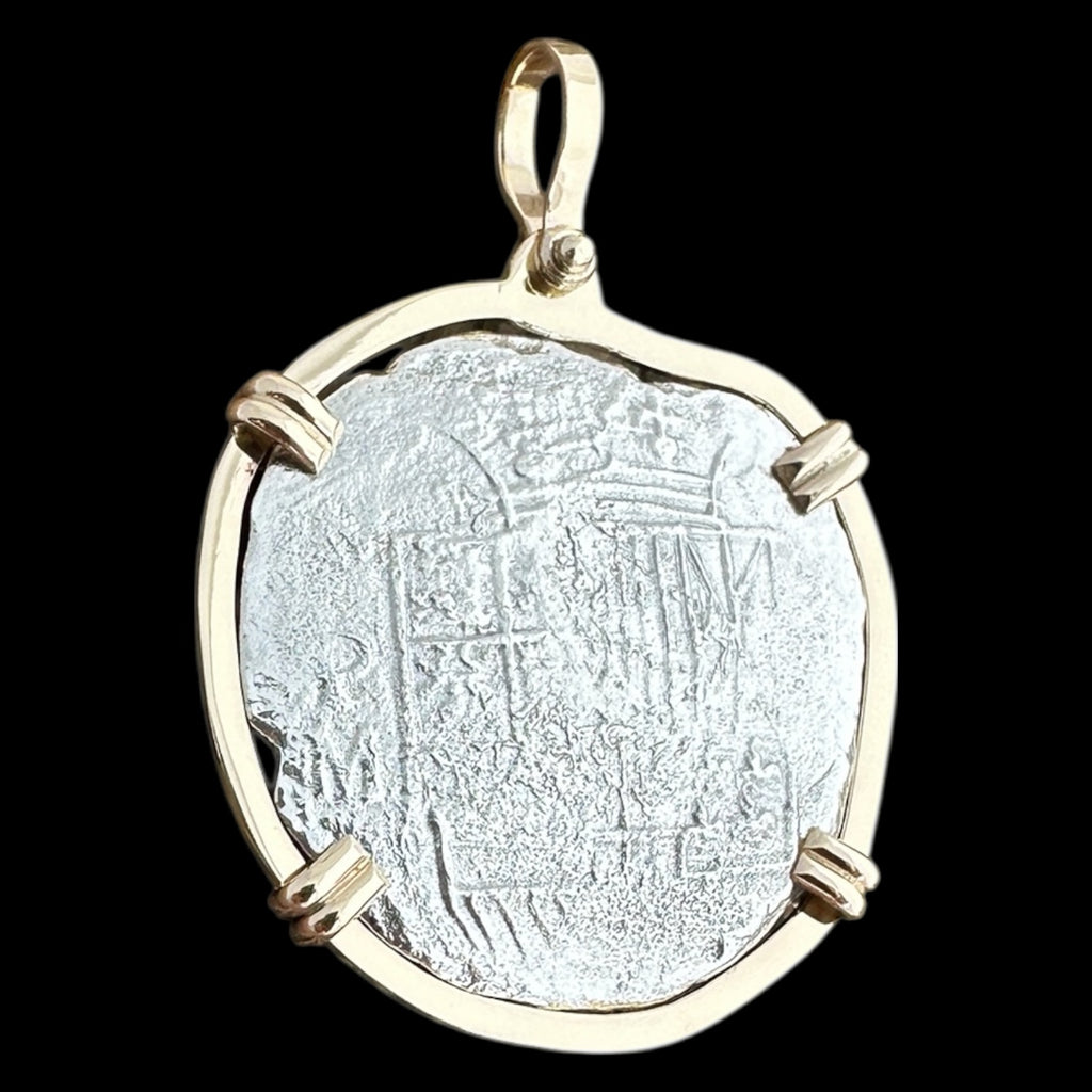 Atocha Shipwreck Coin Pendant in 14K Gold, Grade 3, 8 Reales  #85A-140517