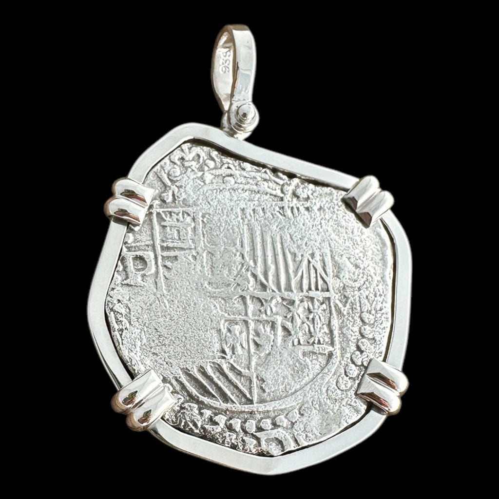 Atocha Shipwreck Coin Pendant in Sterling Silver, Grade 1, 8 Reales #85A-149414