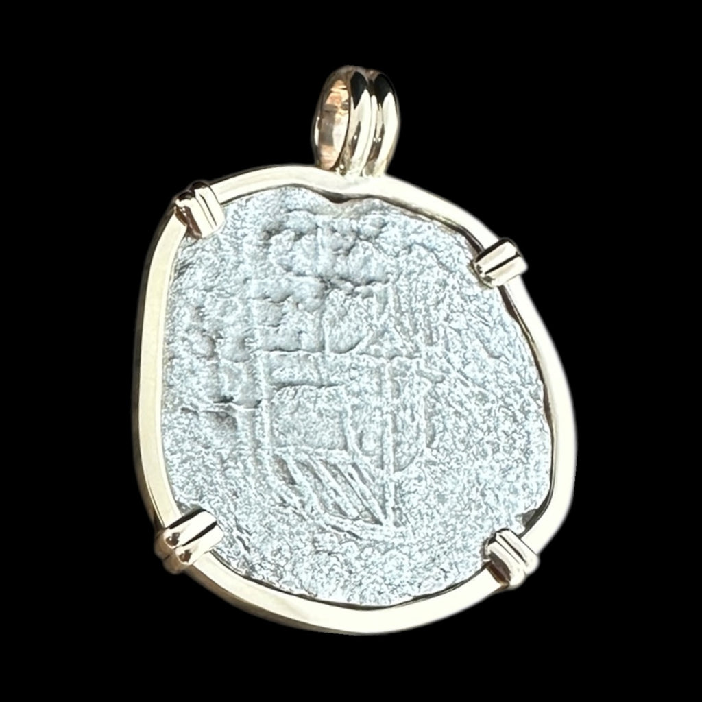 Atocha Shipwreck Coin Pendant in 14K Gold, Grade 3, 4 Reales  #85A-189226
