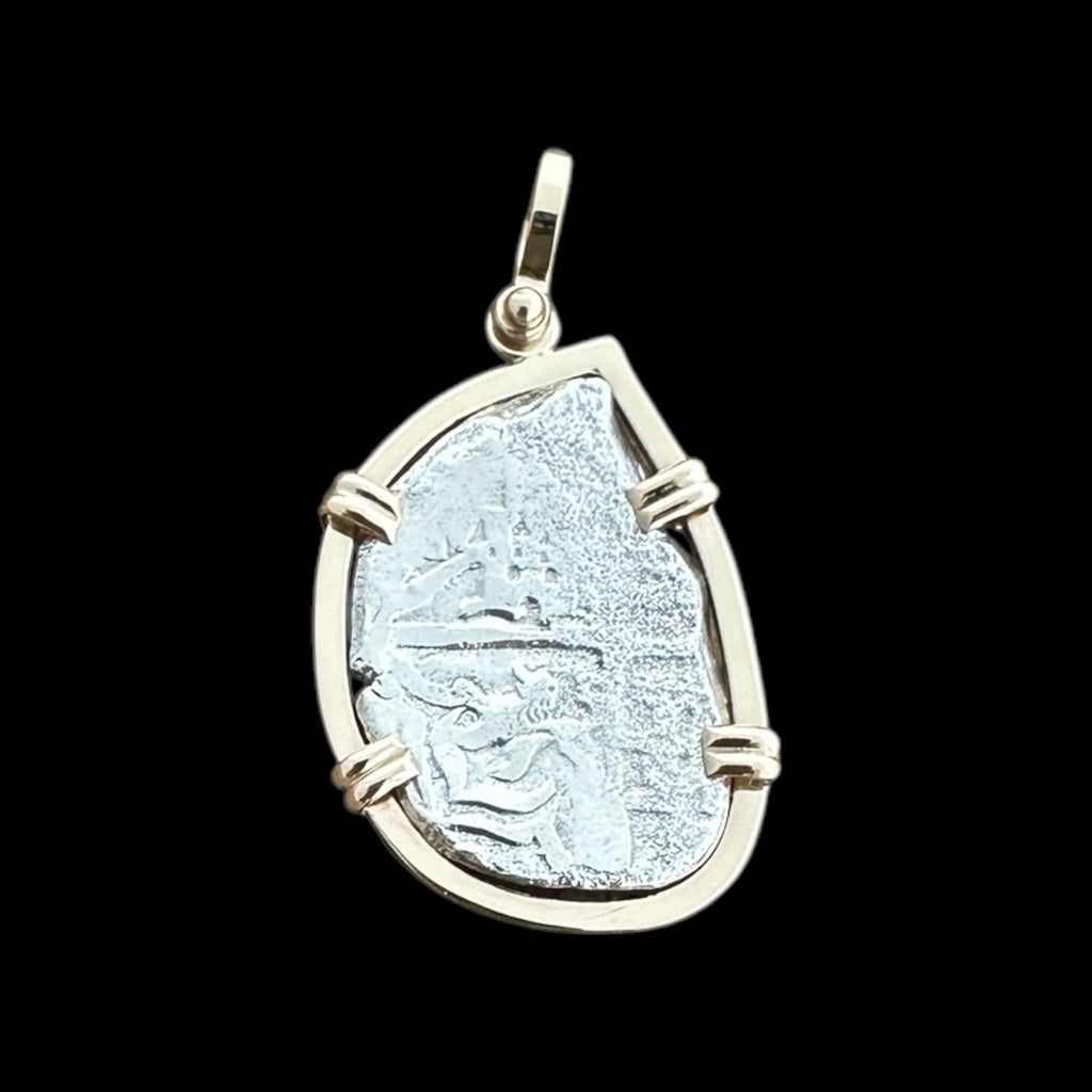 Atocha Shipwreck Coin Pendant in 14k, Grade 3, 4 Reales #85A-220285