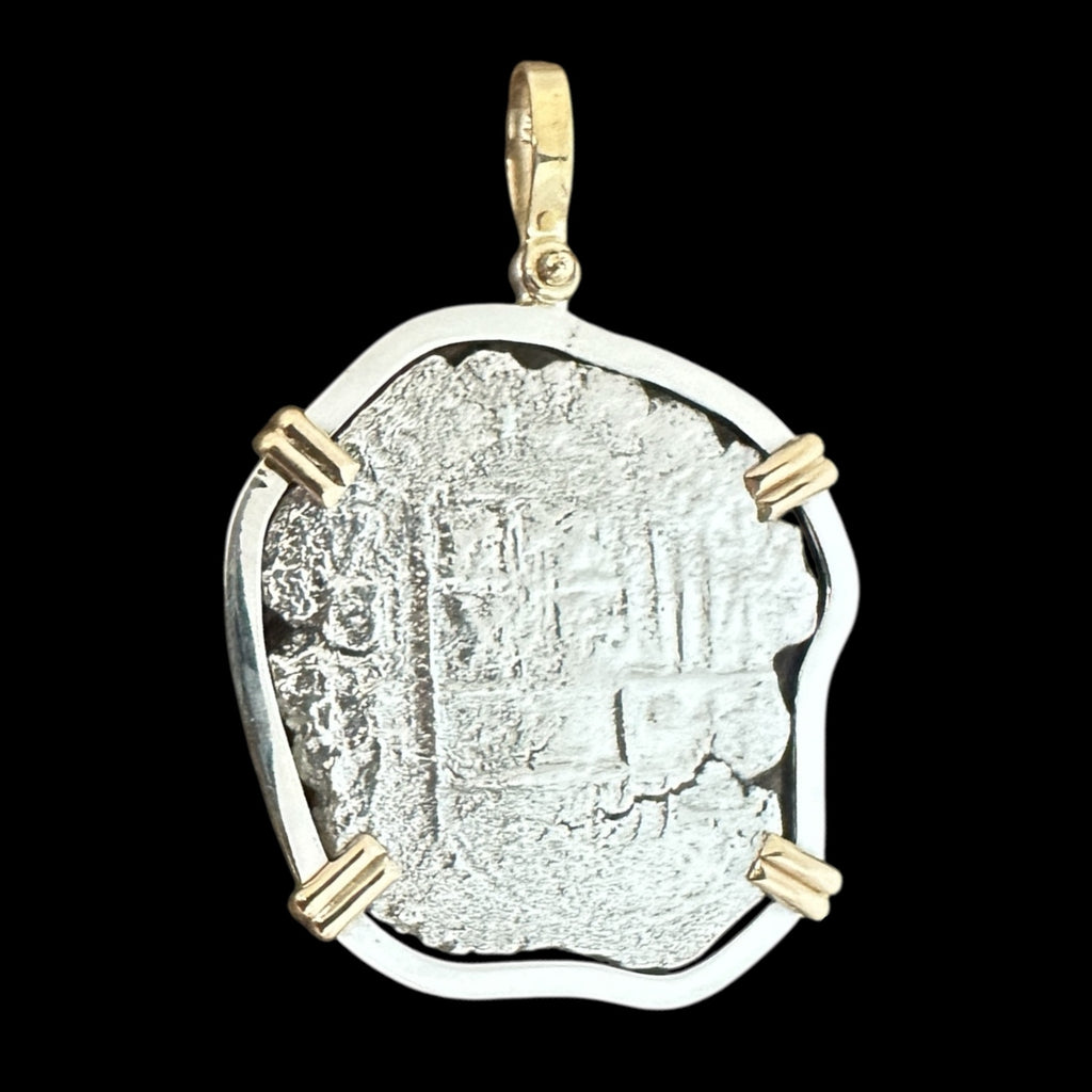 Atocha Shipwreck Coin Pendant in Silver and 14K, Grade 3, 8 Reales #85A-264318