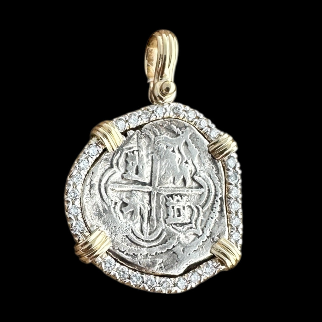 Atocha Shipwreck Coin Pendant in 14K Gold, Grade 1, 2 Reales #85A-5631