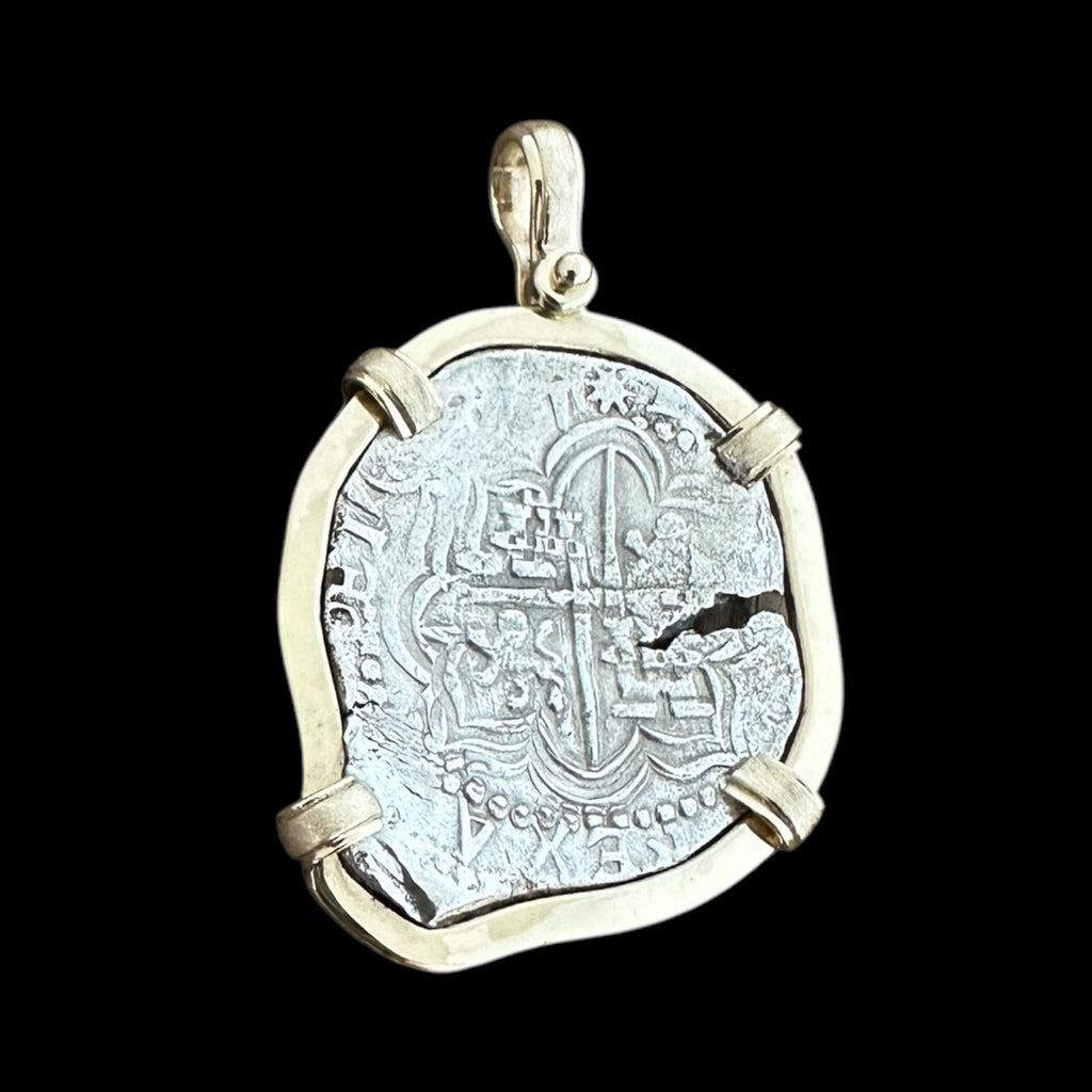 Atocha Shipwreck Coin Pendant in 14k, Grade 2, 4 Reales #85A-V1040