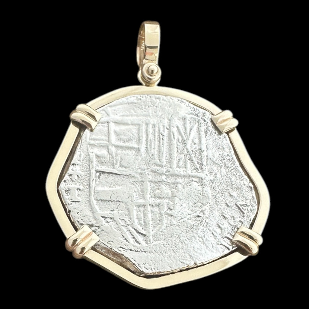 Atocha Shipwreck Coin Pendant in 14K Gold, Grade 1, 8 Reales #85A-V1877