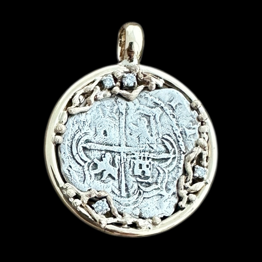 Atocha Shipwreck Coin Pendant in 14K Gold, Grade 1, 2 Reales #94A-5127