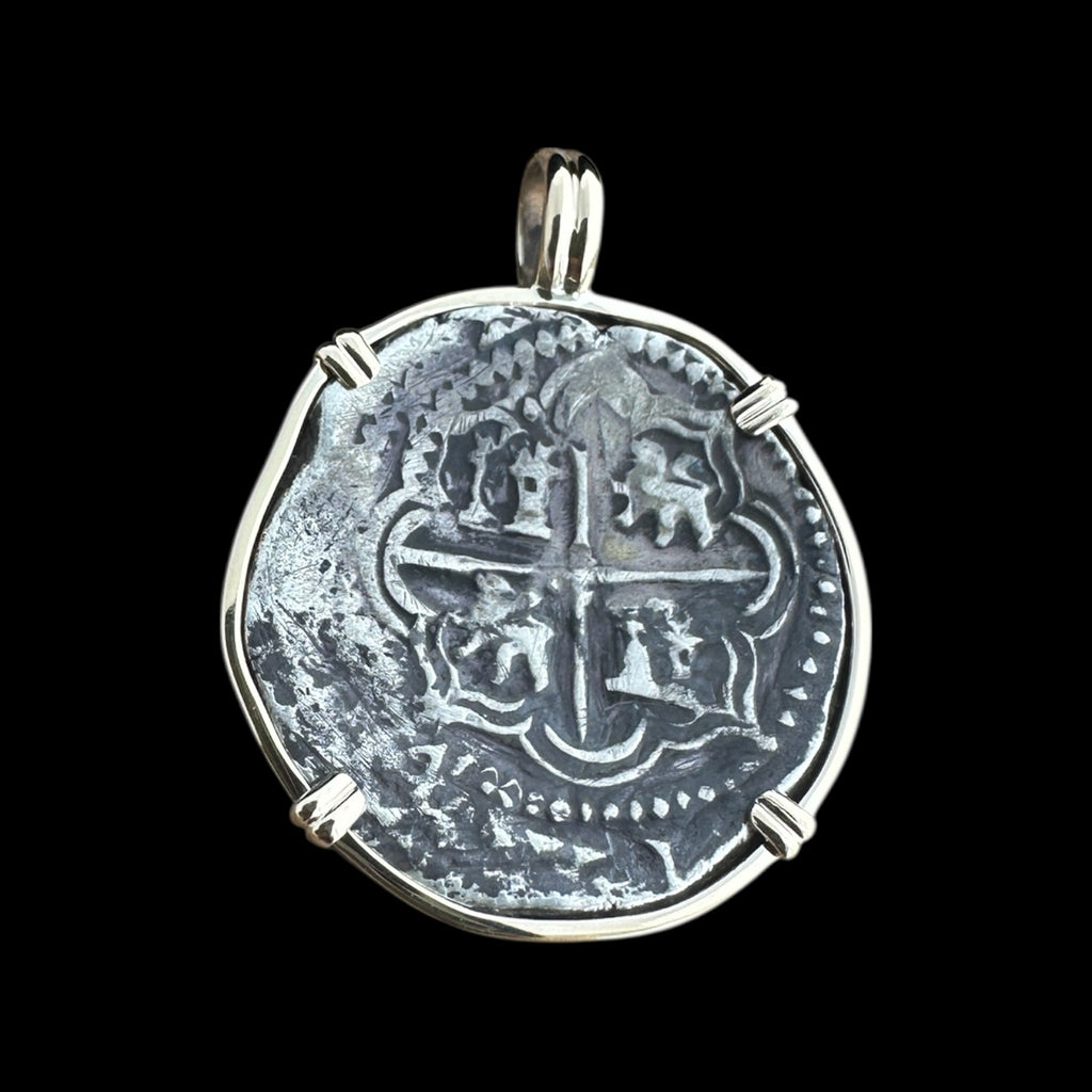 Authentic 2 Reales Land Cob set in 14K Gold Mount #COB2R-MNTDL223B