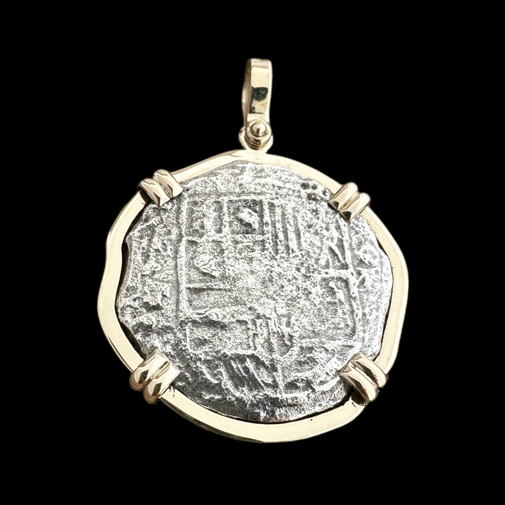 &nbsp;Authentic Atocha Grade 3, 8 Reales in 14K Gold Mount