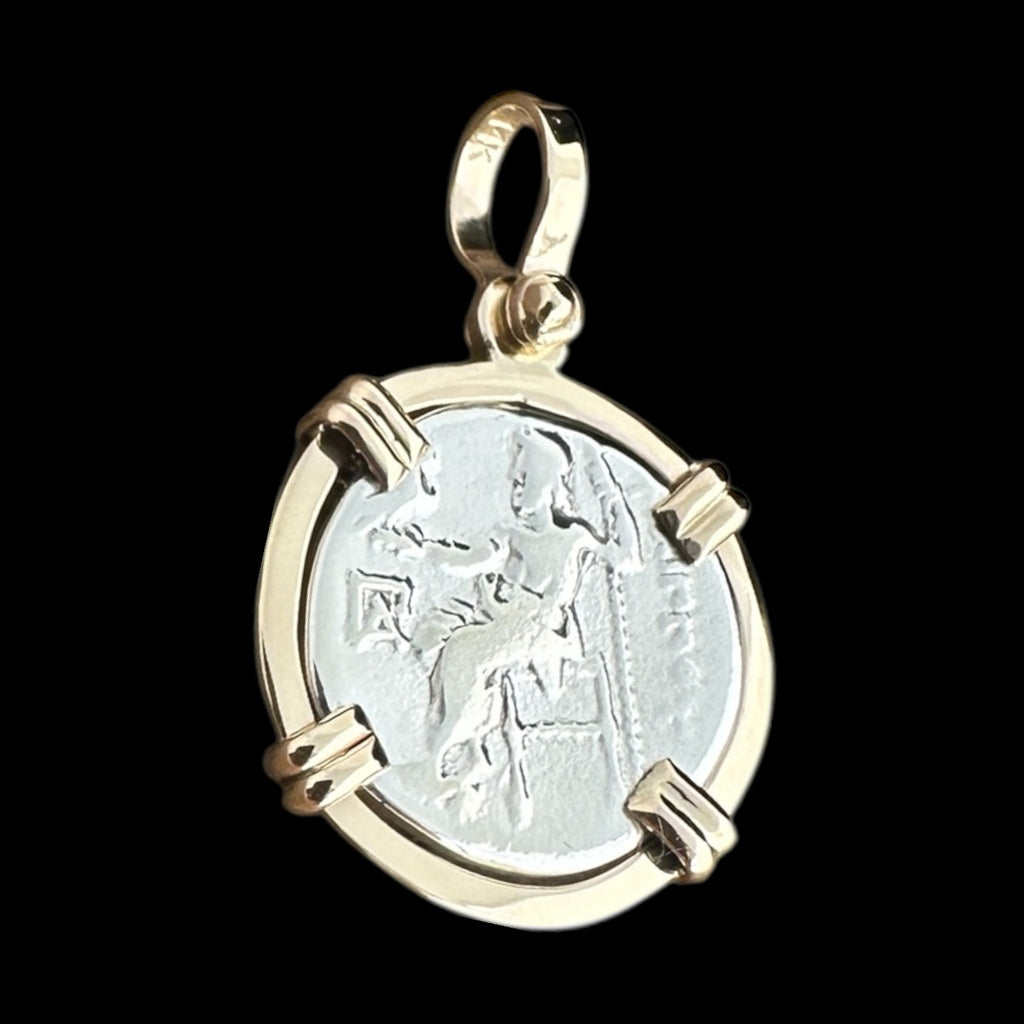 Ancient Coin Set in 14K, Alexander III Drachm #DRACHM-JJ-MNT22B