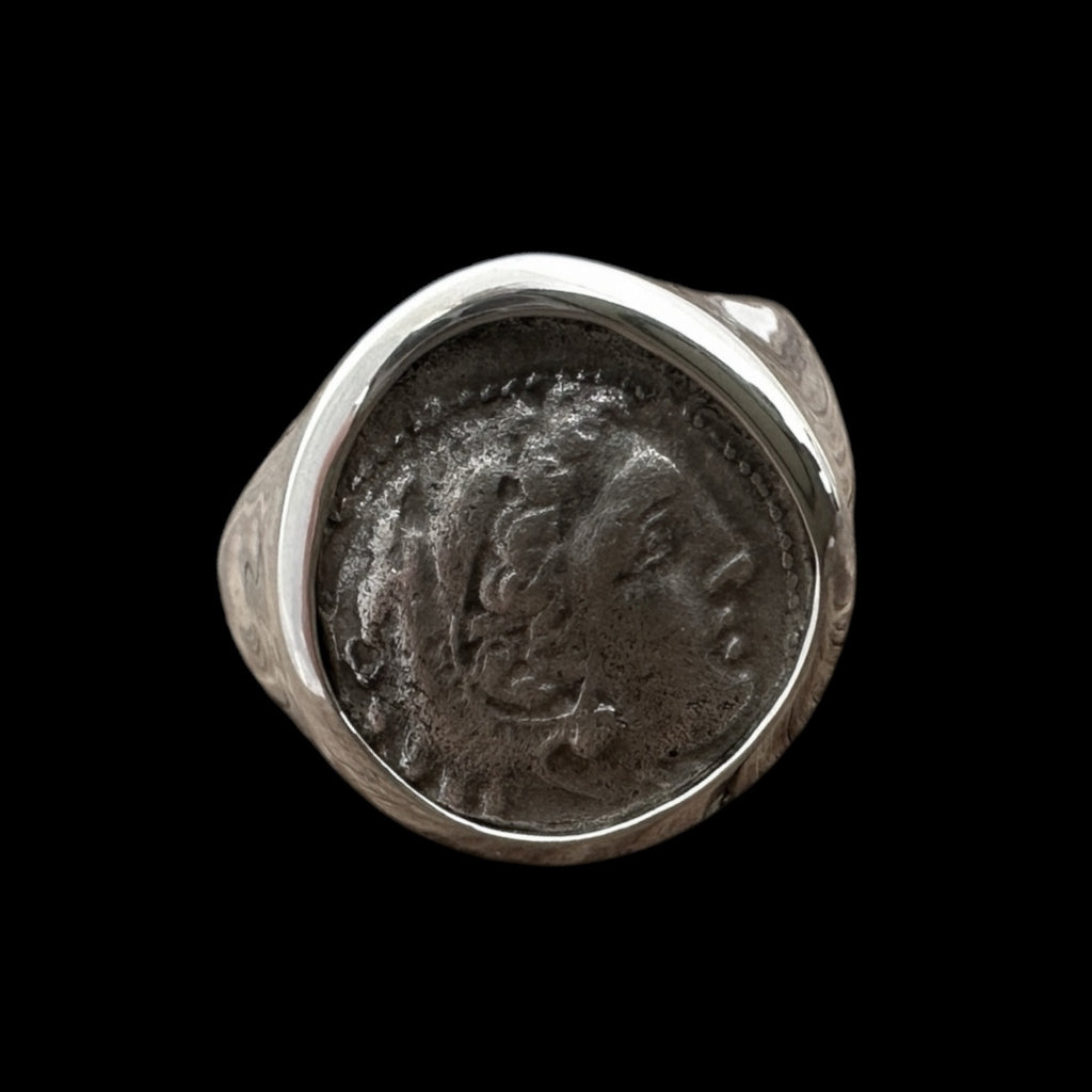 Ancient Coin Set in Sterling Silver Ring , Alexander III Drachm #DRACHM-RINGDL11B