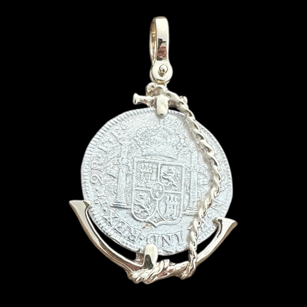 El Cazador Shipwreck Coin Pendant in 14K, 2 Reales #EC-20512