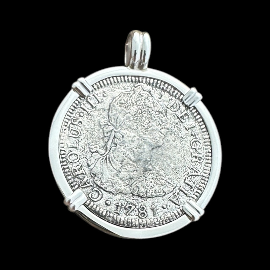 El Cazador Shipwreck Coin Pendant in Silver, 2 Reales #EC-20847