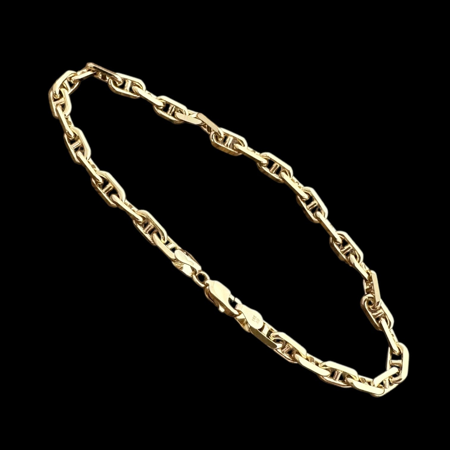 14K Gold 4MM Anchor Chain Bracelet 8.5