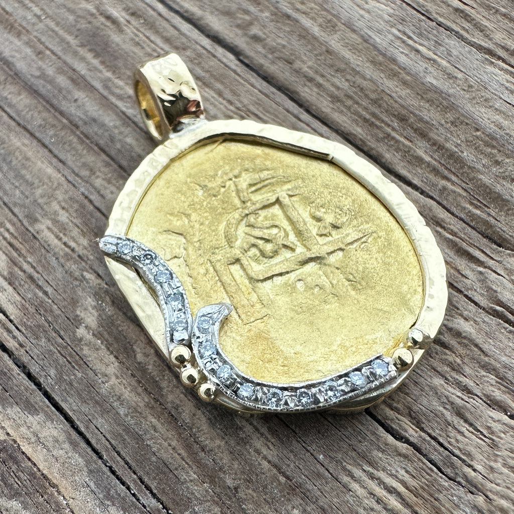 1715 Shipwreck Gold Coin Pendant in 18k