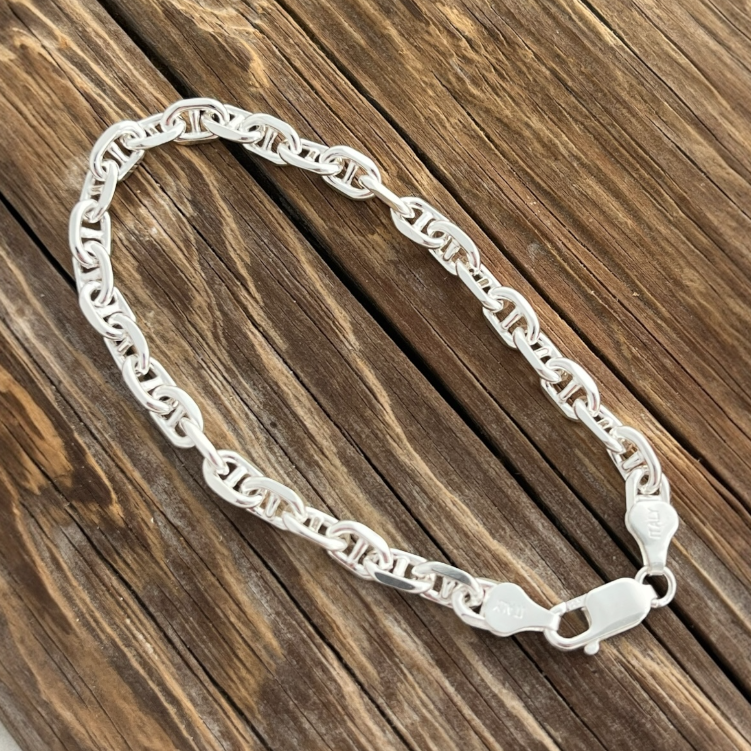 Sterling Silver 6MM Anchor Chain Bracelet 8.5