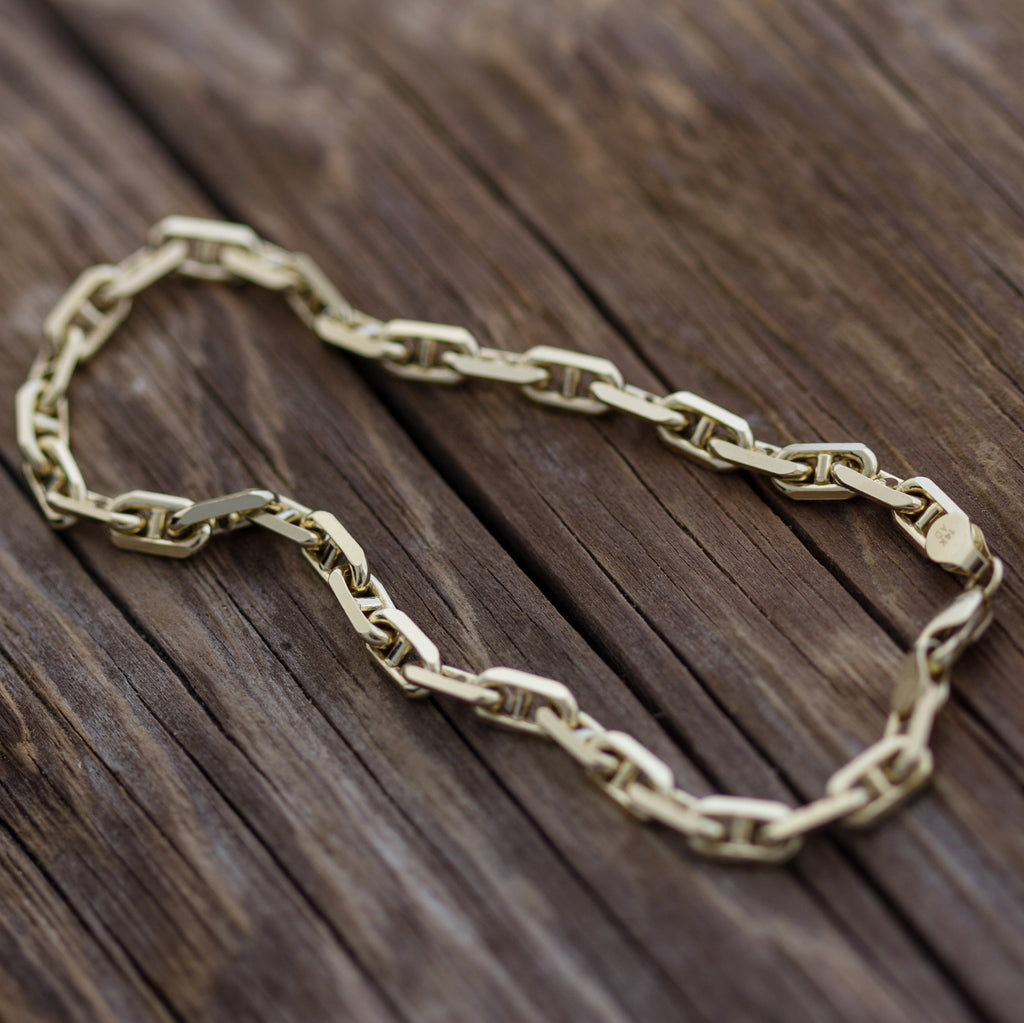 14K Gold 4MM Anchor Chain Bracelet 8.5