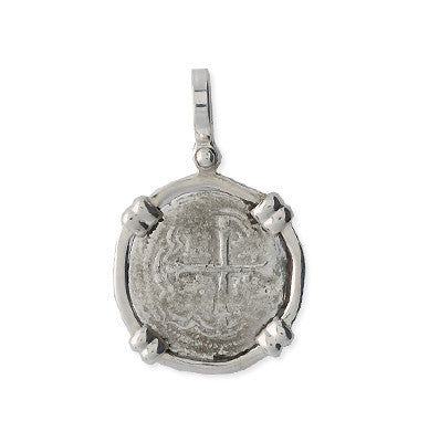 Taffi Fisher Collection 1 Reale Atocha Re-creation Silver Coin, Double Prong, Cross Side