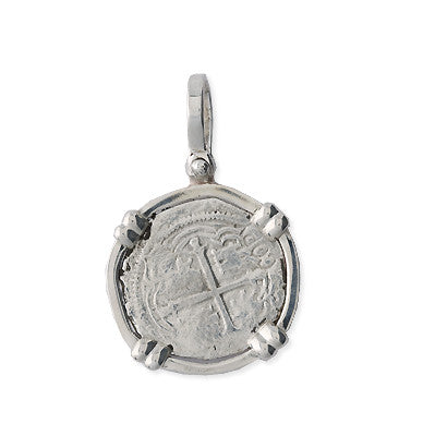 Atocha 1 Reale Silver Coin Pendant Shield Side | Taffi Fisher