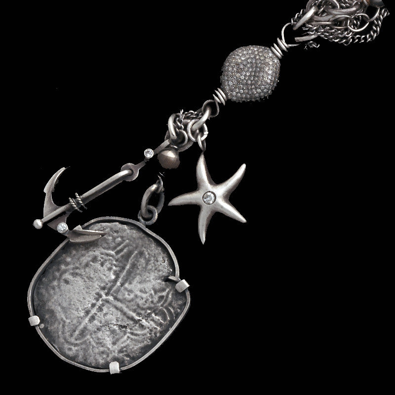 Irit Design - Anchor & Starfish Mount Atocha Silver Coin, Grade 2, 8 Reales