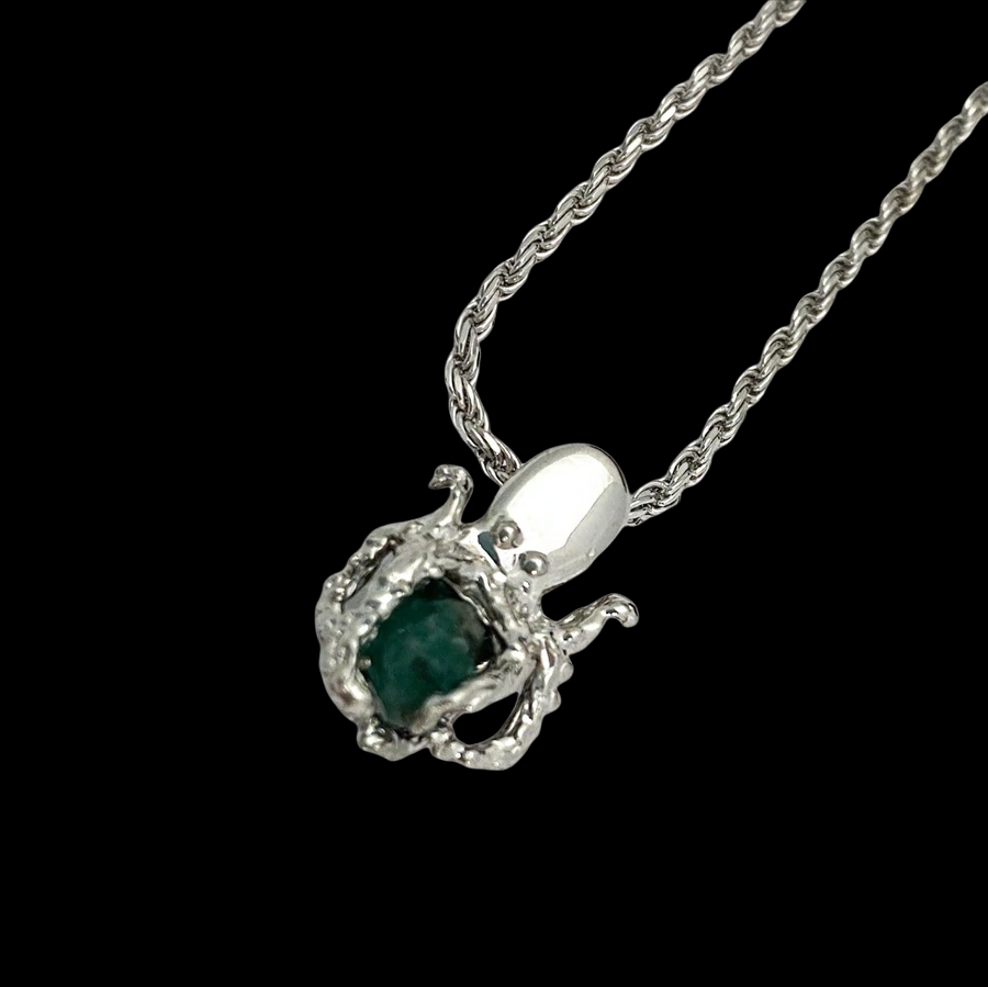 Sterling Silver Colombian Emerald buy Necklace